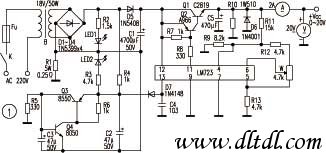 具有過(guò)流保護(hù)的直流可調(diào)穩(wěn)壓電源_電路圖