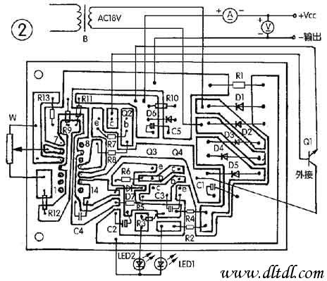 具有過(guò)流保護(hù)的直流可調(diào)穩(wěn)壓電源_電路圖